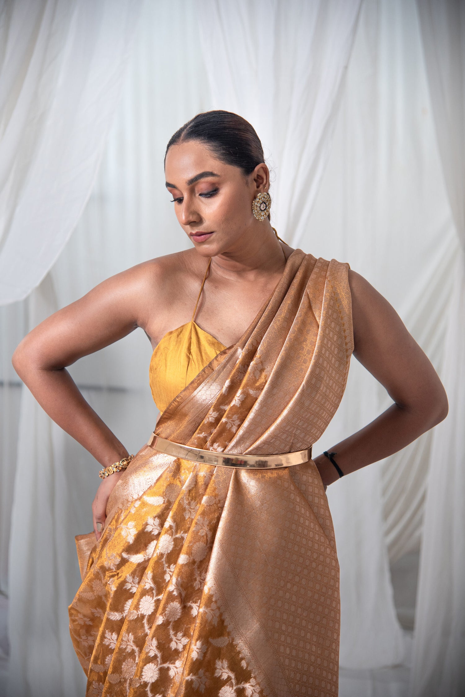 Danyah Banaras Tissue Silk Jaal Pre Draped Saree