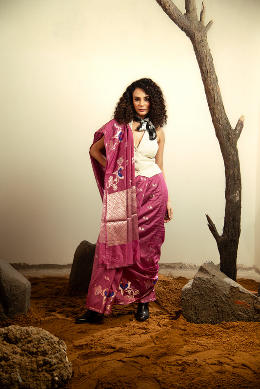 Danyah Banaras Viscose Meena Silk Predraped Saree