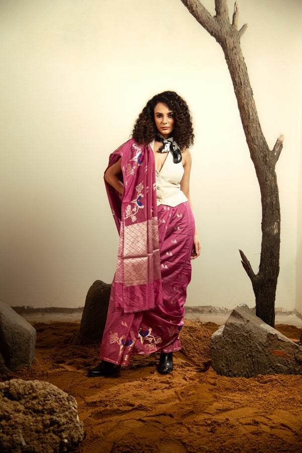 Danyah Banaras Viscose Meena Silk Predraped Saree