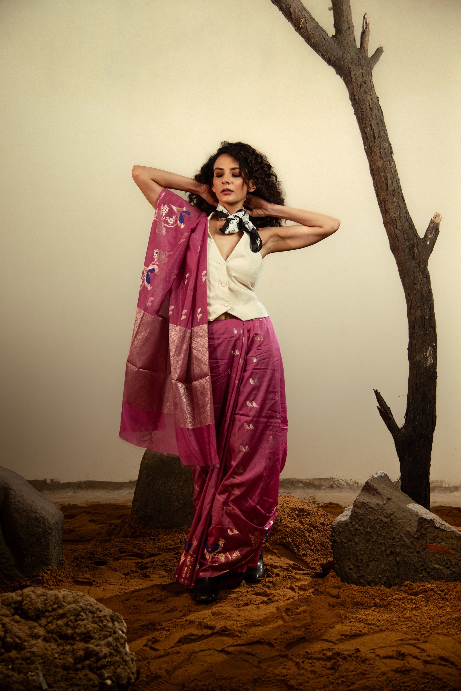 Danyah Banaras Viscose Meena Silk Predraped Saree