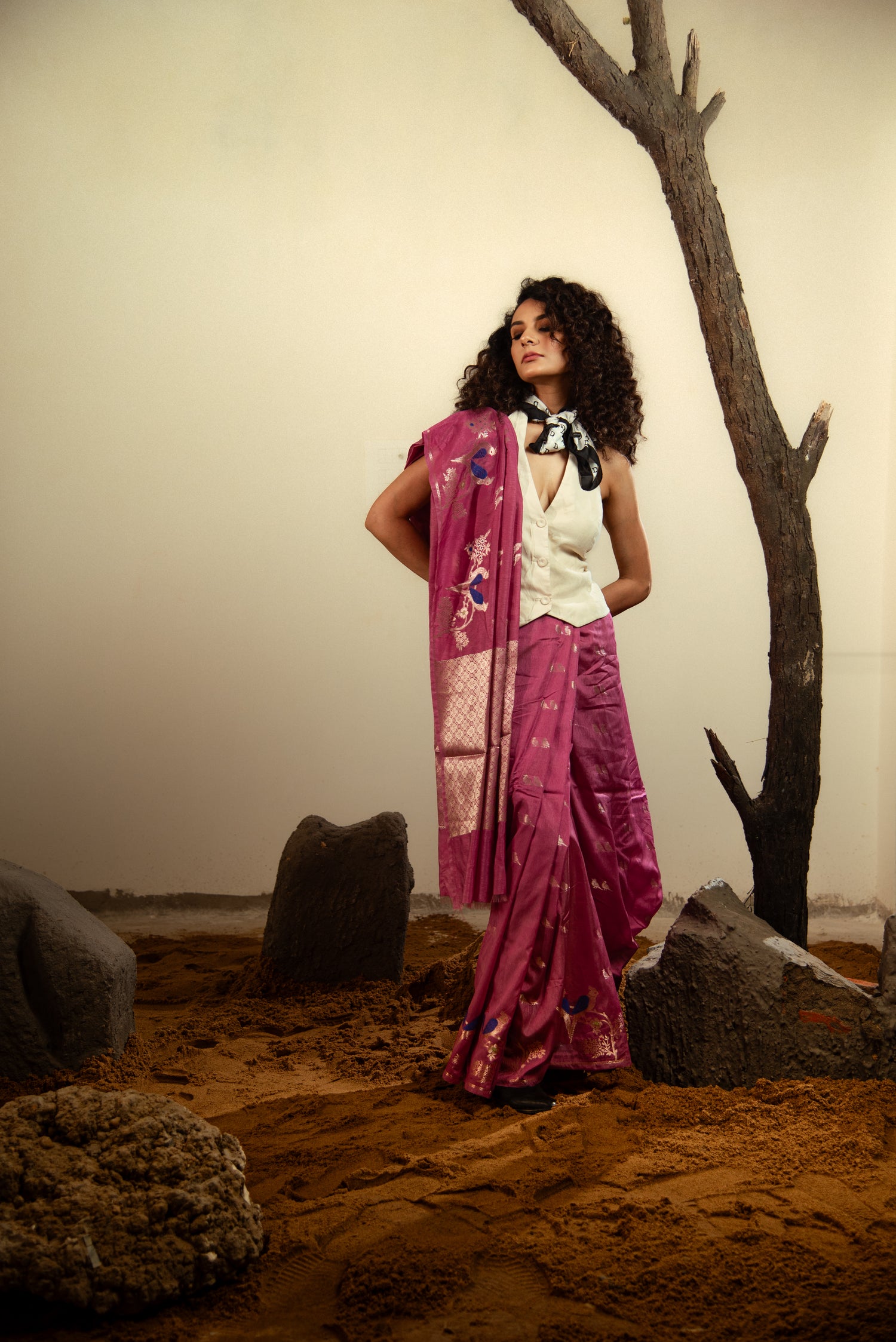 Danyah Banaras Viscose Meena Silk Predraped Saree