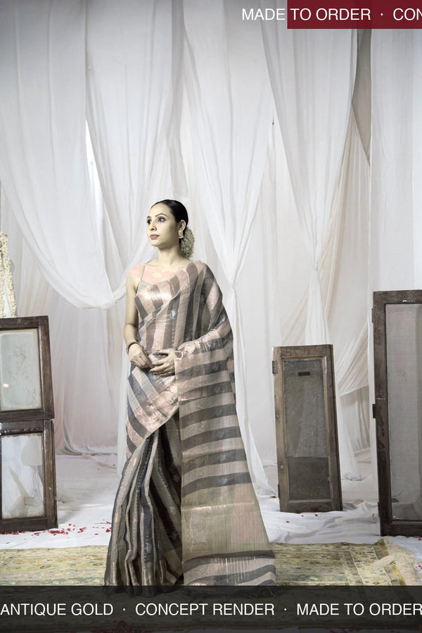Danyah Banaras Cotton Linen — concept render (made to order) — alternate view (back / drape detail)